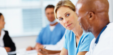 Successful team of doctors at a meeting